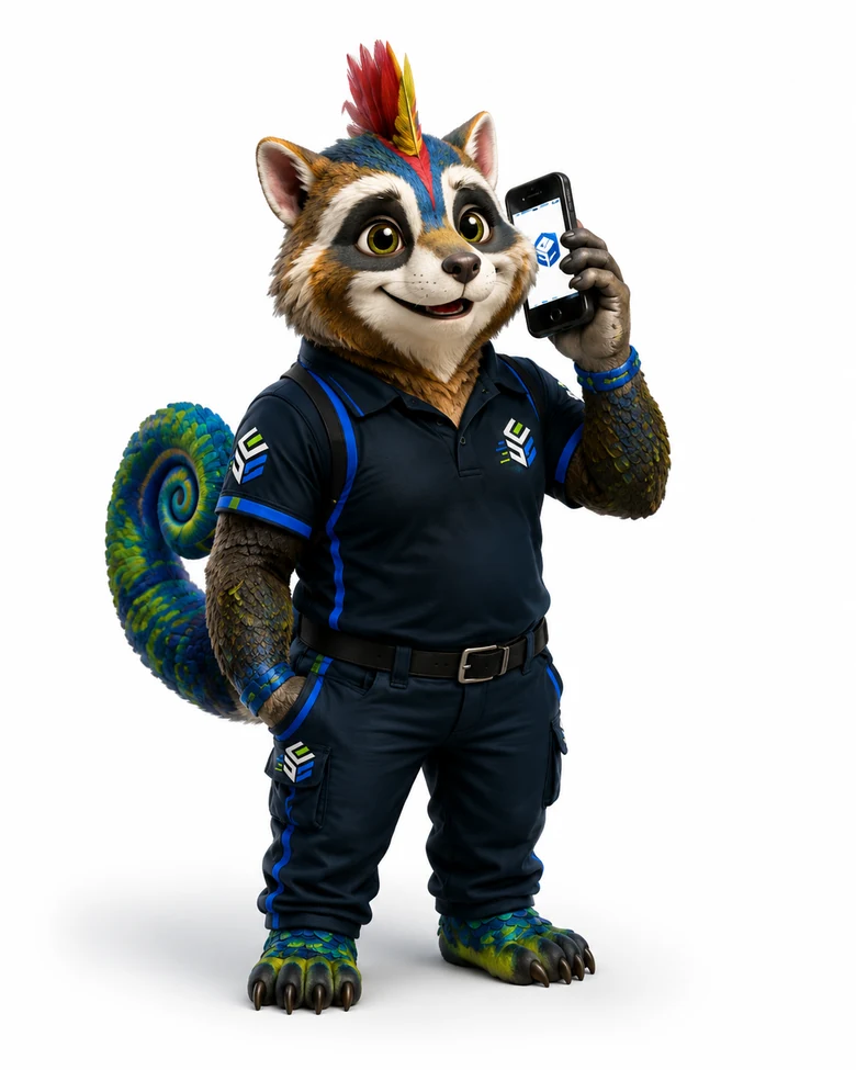 Schmidt Maskottchen mit Telefon